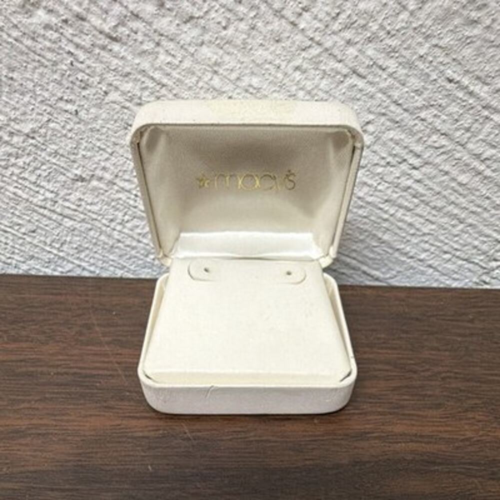 Macy's White Faux Leather Earring Gift Box